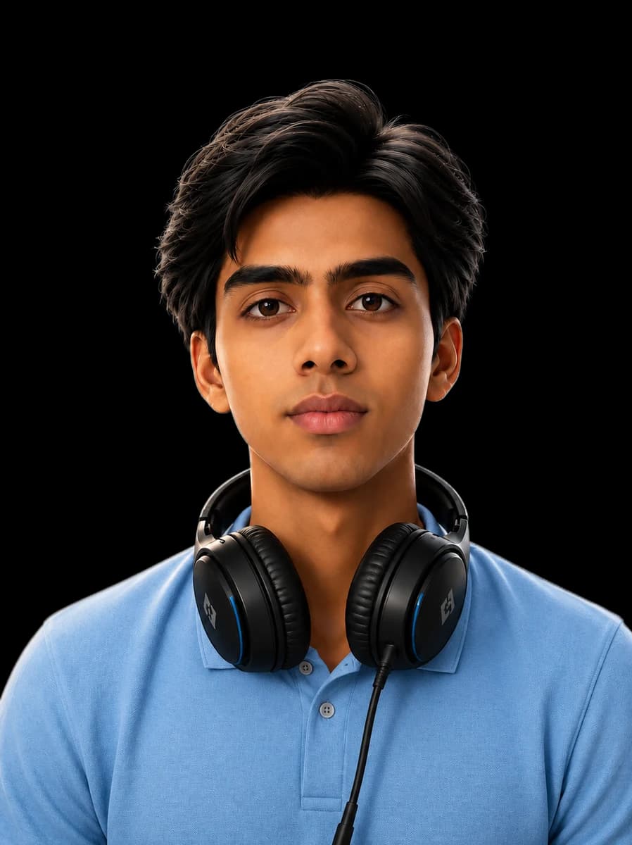 Portrait of Jash Prajapati, graphic designer and 3D artist