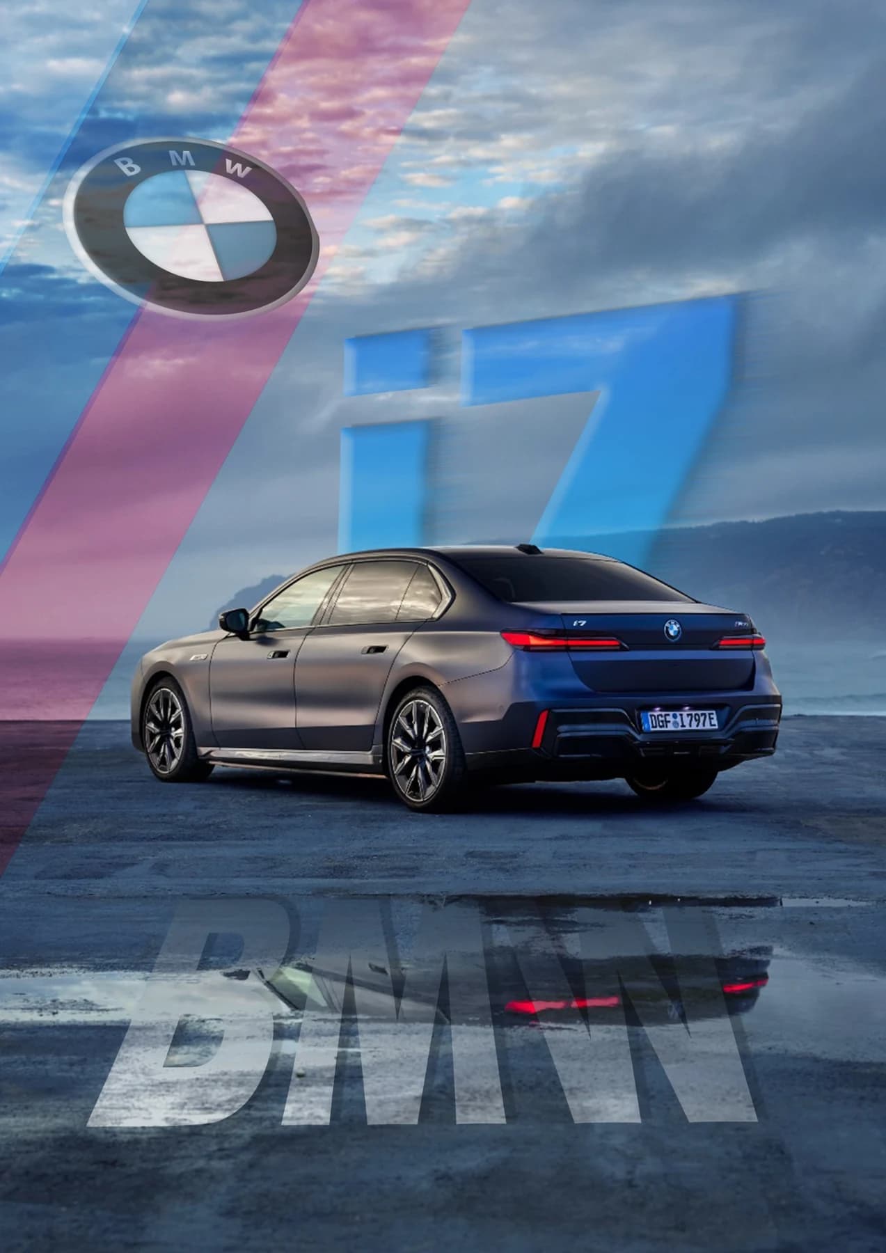 BMW i7 automotive advertising poster designed by Jash Prajapati
