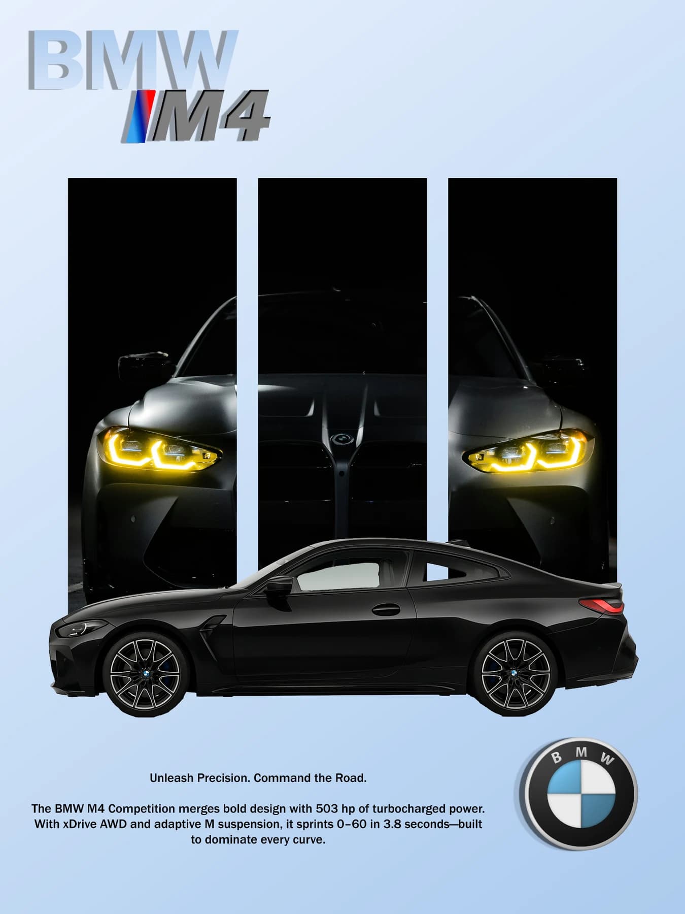 BMW M4 promotional poster study designed by Jash Prajapati