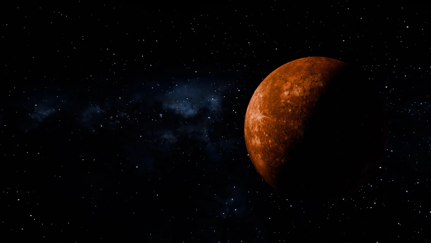 Red planet floating in a star field rendered by Jash Prajapati